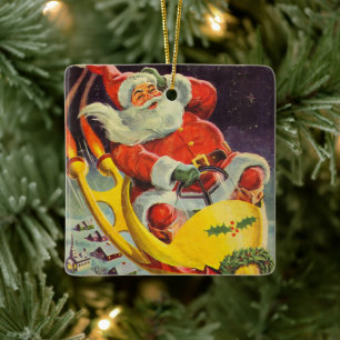 Juligt jul, Tomte i rymdskepp Julgransprydnad Keramik