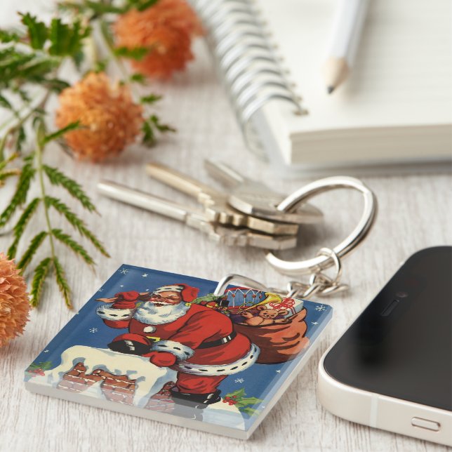 Juligt jul, Tomte nerför skorsten med leksaker (Högra Framsidan)