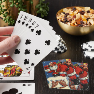 Juligt jul, Tomte nerför skorsten med leksaker Casinokort