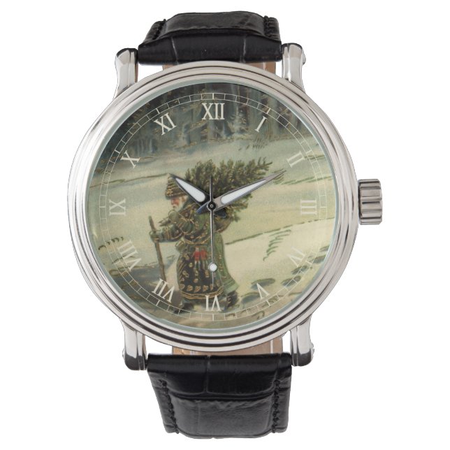 Juligt jul, Tomtefar bär ett träd Armbandsur (Framsida)
