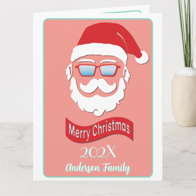Juligt julkort med Santa i hipsterstil Kort (Framsida)