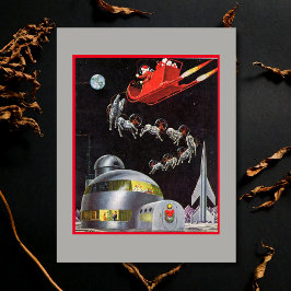 Juligt julpappa och renar i rymden helg vykort