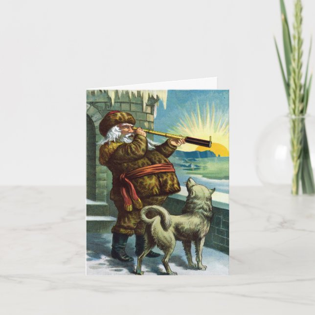 Juligt jultomte med Husky Tack så mycket Kort (Framsida)