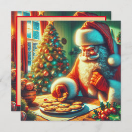 Juligt jultomte som äter kakor julkort