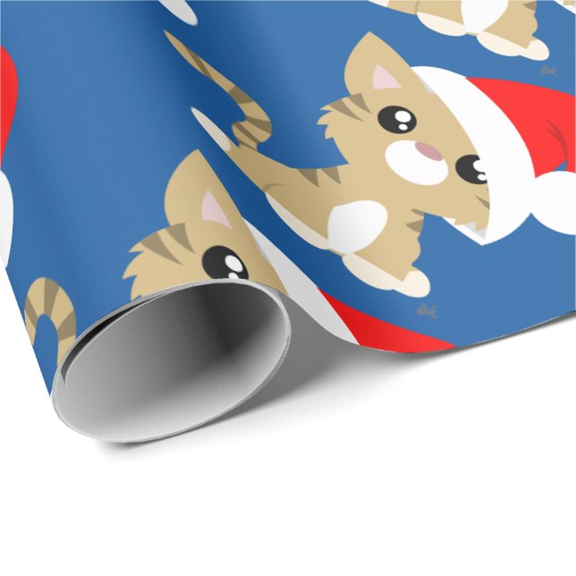Juligt kattpapperspapper presentpapper (Rullad Hörn)