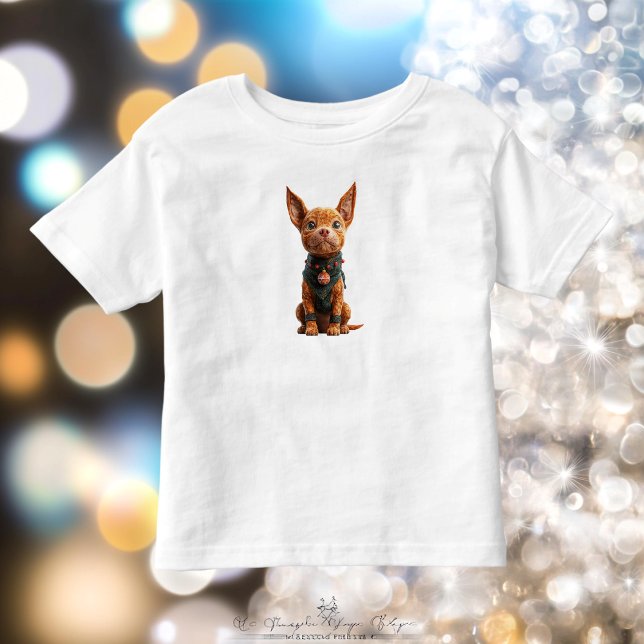 Juligt Pojk Hund T-Shirt för Småbarn (Skapare uppladdad)
