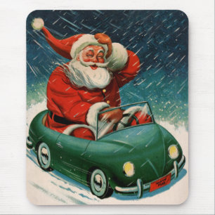 Juligt retro, Tomte i en söt bil Musmatta