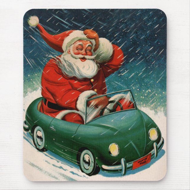 Juligt retro, Tomte i en söt bil Musmatta (Framsidan)
