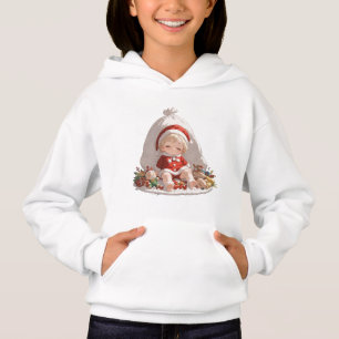 Juligt Santa-barn-pullover med huva T Shirt