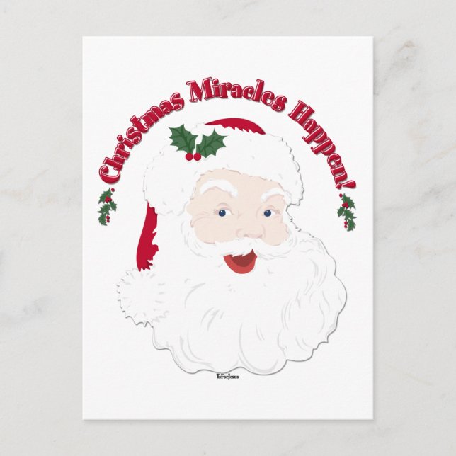 Juligt Santa Julmirakel Händer! Helg Vykort (Framsida)
