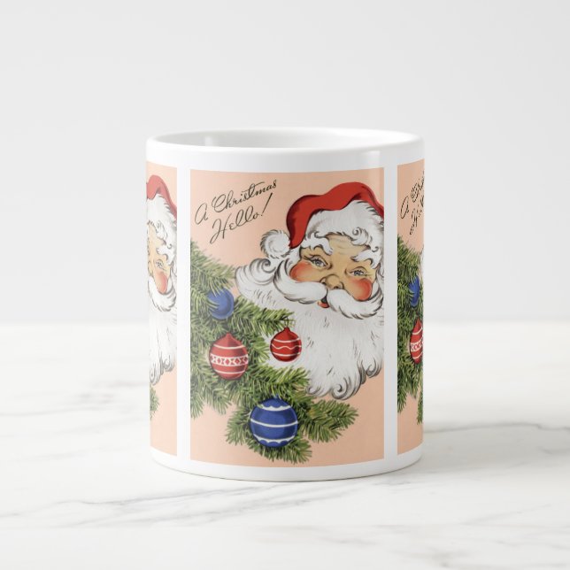 Juligt Vintage Hej! Glad tomte Jumbo Mugg (Framsidan)