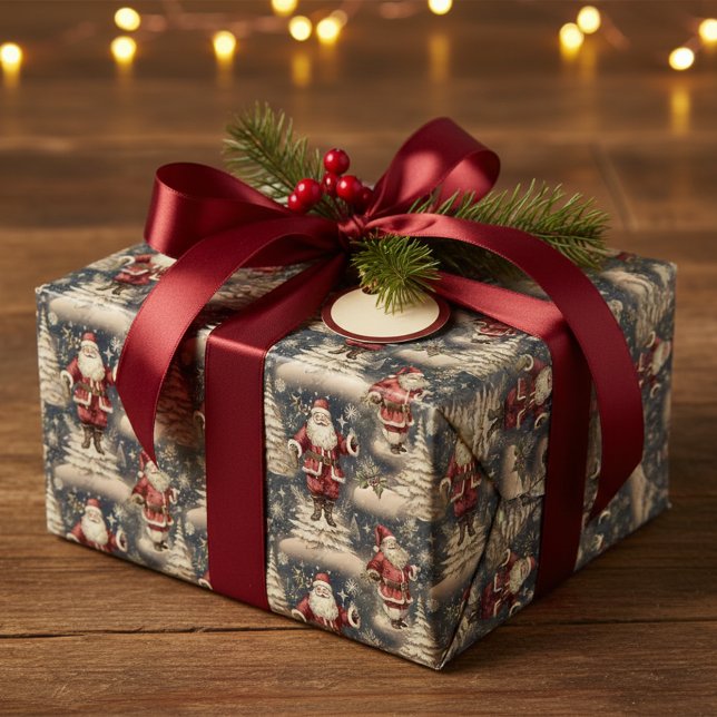 Juligt vintage Santa Presentpapper (Skapare uppladdad)