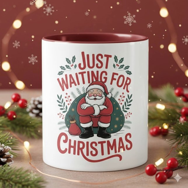 Juligtasken Väntar På Julen Tomte 330ml Kaffemugge Mugg (Skapare uppladdad)