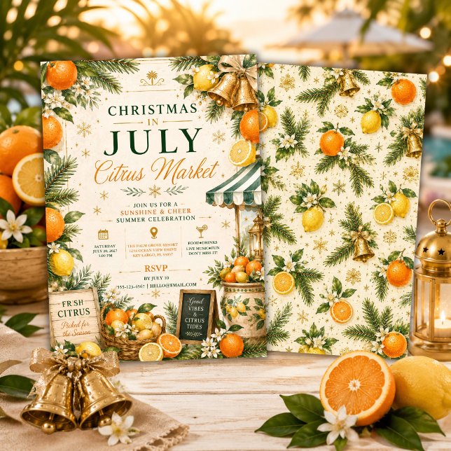 Julijul firande med citrus och sommarstämning inbjudningar (Skapare uppladdad)