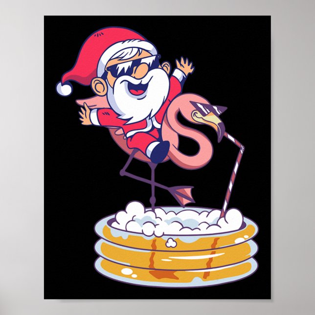 Julijul Santa Flamingo Xmas Sommar Hawai Poster (Framsidan)