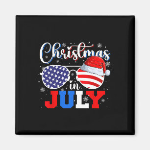 Julijul Santa Hatt Solglasögon Usa Flagga 4:e Juli Magnet