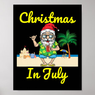 Julijul Santa Hatt Strand Sommarlov Poster