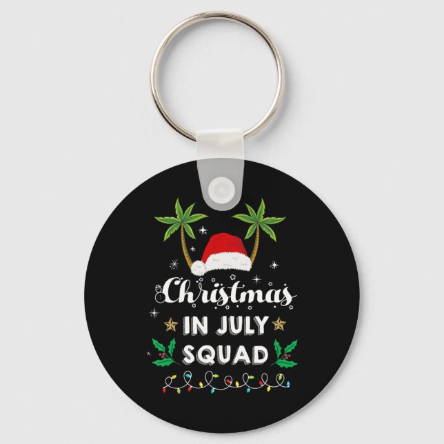 Julijul Squad Rolig Sommar Xmas Santa-Hatt Nyckelring (Framsida)