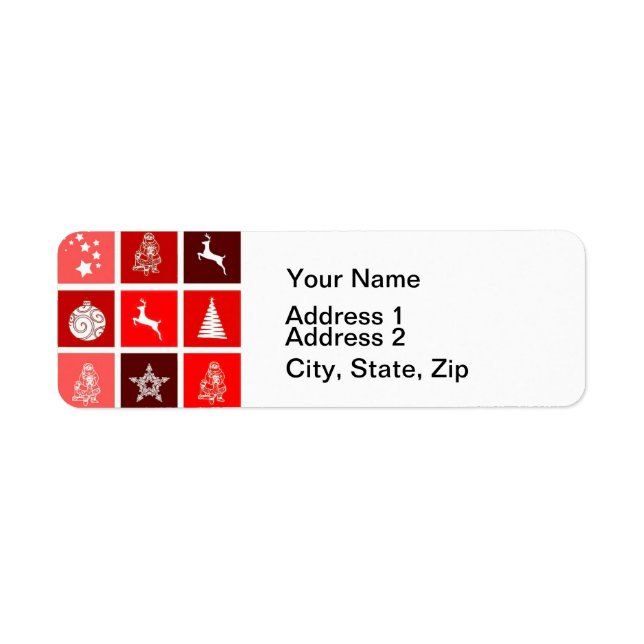 Julikonen Röda fyrkanter Helgdag Art Classic Returadress Etikett (Framsidan)