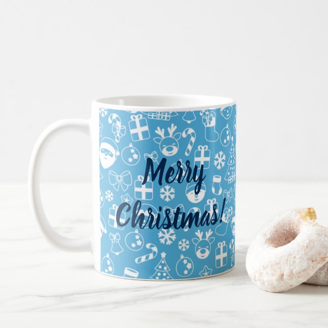 Julikoner Blue Santa Elf Snögubbe Festive Kaffemugg (Med munk)