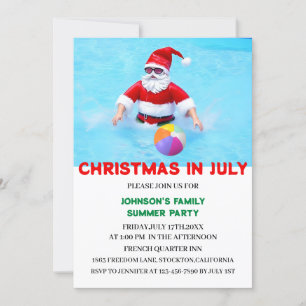 Julikvällsjul sommar poolparty inbjudningar