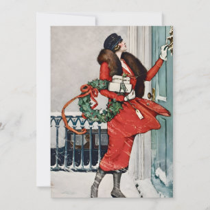 Julillustration från svunna tider på dörren inbjudningar
