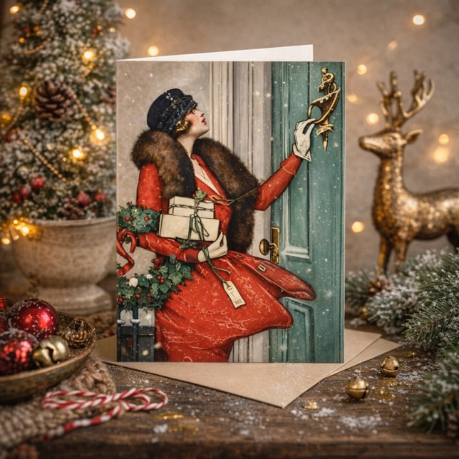 Julillustration från svunna tider på dörren kort (Skapare uppladdad)
