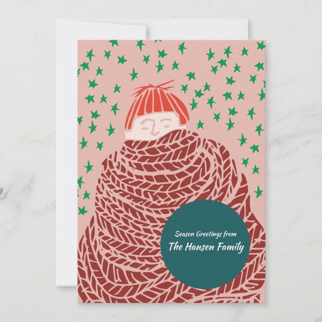 Julillustration i hand plockade julkort (Framsida)