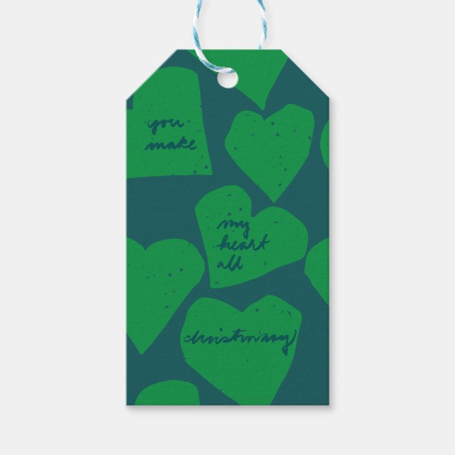 Julillustration i hand plockade presentetikett (Framsidan)