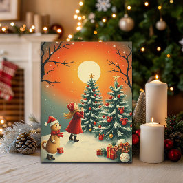 Julillustration i vintage-stil helg vykort