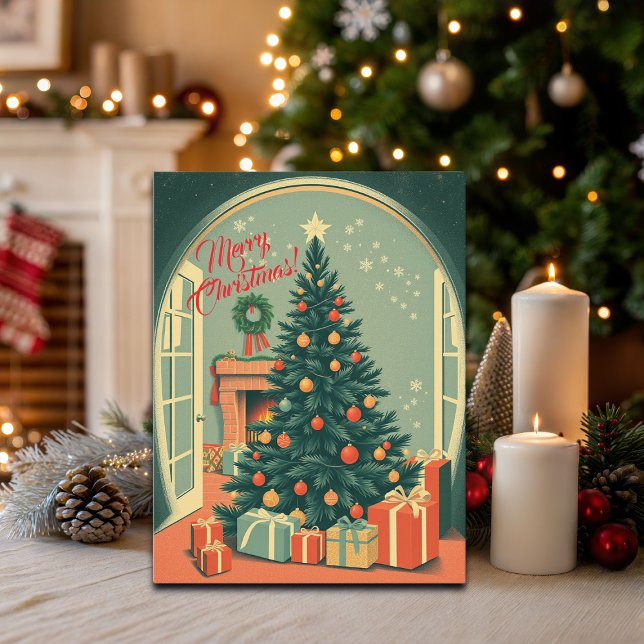 Julillustration i vintage-stil helg vykort (Skapare uppladdad)