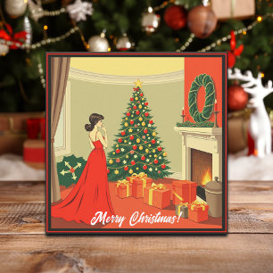 Julillustration i vintage-stil julkort
