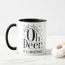 Julillustration med hjort kaffe tekopp mugg