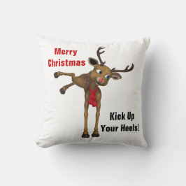 Julillustration med renar som firar jul kudde