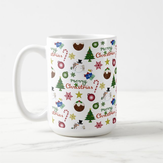 Julillustration Mix Mönster Kaffemugg (Vänster)