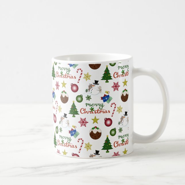 Julillustration Mix Mönster Kaffemugg (Höger)