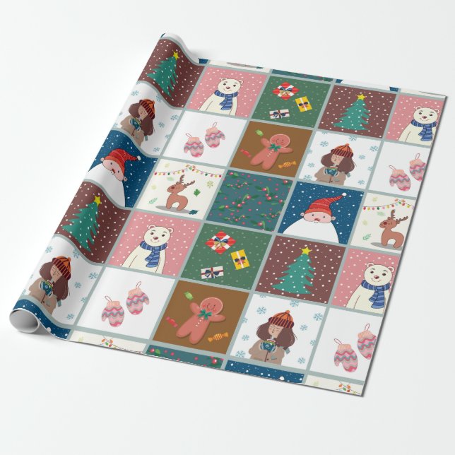 Julillustration - Papper radbrytning av projektion Presentpapper (Utrullad)