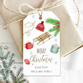 Julillustrationer märkrn personlig jul presentetikett