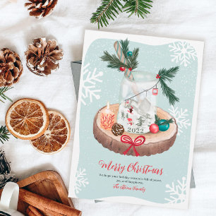 Julillustrationer på Rustic snö Julkort