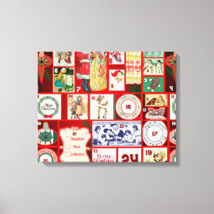 Julillustrationer Vintagens Helgdag Roligt Canvastryck
