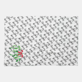 Julimisletoe Kiss NAMN Festive Helgdag Roligt Kökshandduk