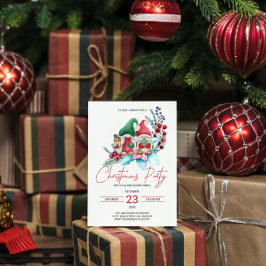 Julinbjudan Gnomes & Poinsettia Inbjudningar