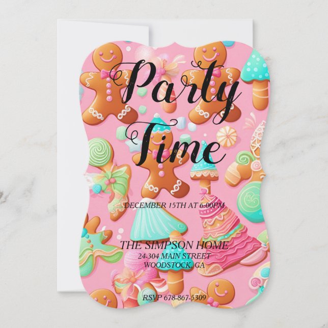 Julinbjudan i Pepparkaksgubbe Inbjudningar (Framsida)