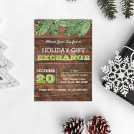 Julinbjudan med rustik trä och tallgrenar inbjudningar