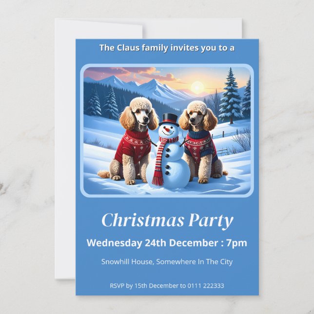 Julinbjudan pudel & Snögubbe Inbjudningar (Framsida)