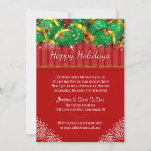 Julinbjudan - Röda och festliga Dekorationer Inbjudningar
