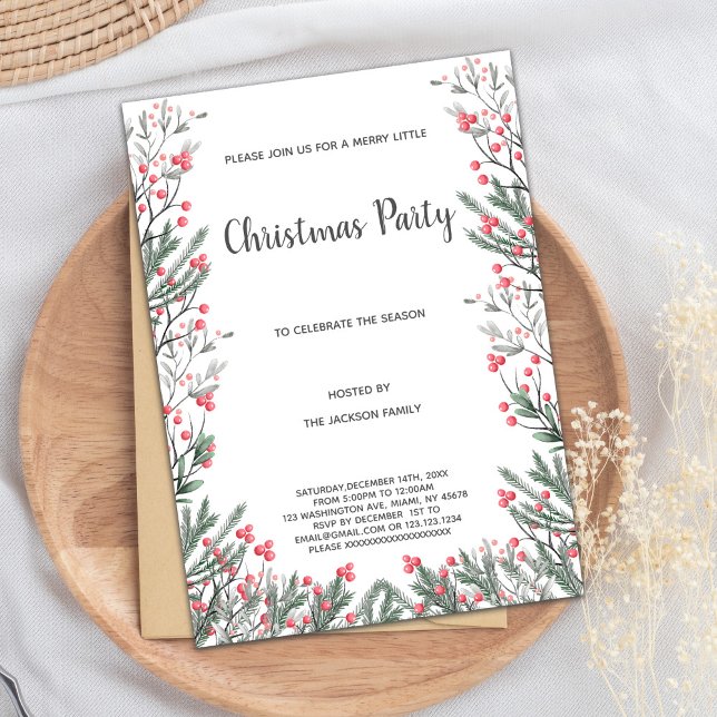 Julinbjudan till blommigt Grass Inbjudningar (Floral Grass Christmas Invitations)