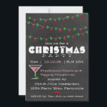 Julinbjudan till Chalkboard Martini Inbjudningar<br><div class="desc">Den här designen har en svart grönt och ett svart ljus och en pepparmint martini.</div>