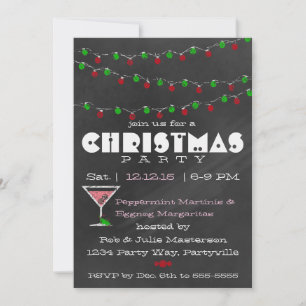 Julinbjudan till Chalkboard Martini Inbjudningar