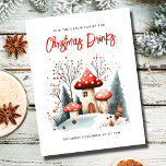 Julinbjudan till festlig vinterskog helg vykort<br><div class="desc">Festive Winter Wonderland julkort. För paret eller familjen som håller en juldryck party. Utformningen har en söt våtfärgsskog på vintern. Du kan enkelt personlig fram och tillbaka med ditt textval.</div>